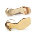 thumbnail image 5 of BLISSFUL STEP Women's Textured Square Toe Buckle Ankle Strap Stiletto Heel Sandals Rose Gold (Size 8.5), 5 of 7