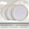 thumbnail image 6 of PLASTIC PLATES FOR WEDDING | 20 pc | Heavy Duty Plastic Dishes | Elegant Fine China Look | Bella – Gold (10.25”), 6 of 6