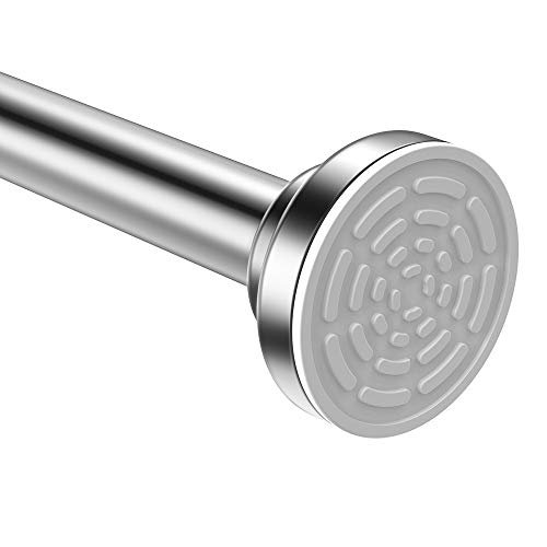 TEECK Shower Curtain Rod, 50-91 Inch Adjustable Tension Spring, Shower Curtain Rod Tension, Premium 304 Stainless Steel, Anti-Slip, No Driling, No Rust, for Bathroom,Silver,Easy to