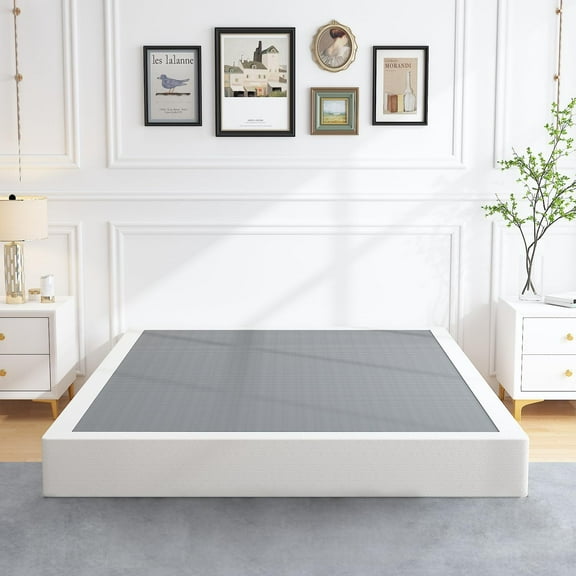 MY 7 Inch Heavy Duty Metal Box Spring Mattress Foundation 3000lbs Max Weight Capacity/Non-Slip/No Noise/Easy Assembly/Easy Clean Cover,Queen