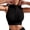 Black, variant on Women Sports Top Seamless Zip-up Stand Collar Jogging Vest Sleeveless Crop Top Stretchy Shockproof Gym Fitness Tank Top