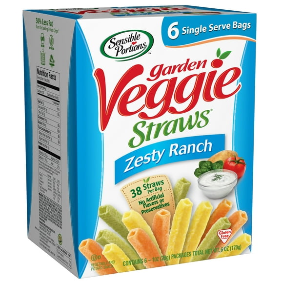 Sensible Portions Garden Veggie Straws, Zesty Ranch, 1 oz (6 Count)
