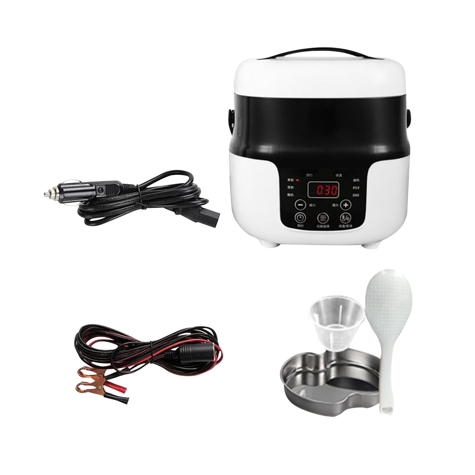 Fiocias 24V 220V Portable Car 2L Electric Rice Cooker Food Steamer 7.8x7.8inch Leakproof