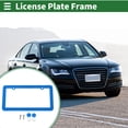 thumbnail image 2 of Unique Bargains License Plate Frame Stainless Steel Car License Plate Frame Bracket with Screws Caps 2 Hole Round Hole Wide Frame Blue, 2 of 8