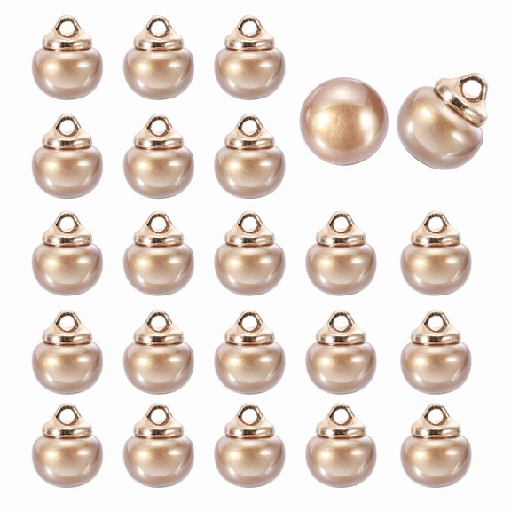 24pcs 16L Round Faux Pearl Buttons 10mm 3/8" Gold Metal Shank Sewing Button Replacement for Sewing Clothing Bridal Wedding Dress DIY Crafts, Champagne