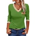 thumbnail image 2 of Langwyqu Slim Fit Women Long Sleeved V-Neck Shirt Tops, 2 of 5