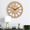 thumbnail image 3 of 12" European Clock Hollow Wood Pattern Large Arabic Numerals Silent Non Ticking Wall Clocks for Kitchen Farmhouse Bedroom ,, 3 of 6