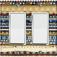 thumbnail image 1 of Metal Light Switch Plate Cover Ethnic Aztec Tribal Art Pattern Green SFR054, 1 of 13