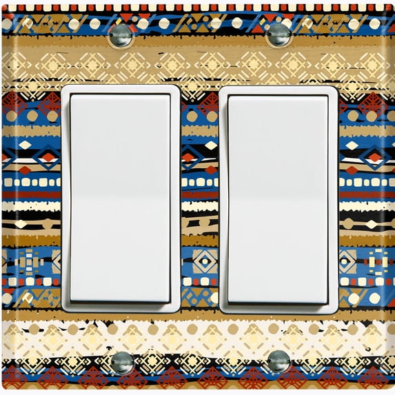 Metal Light Switch Plate Cover Ethnic Aztec Tribal Art Pattern Green SFR054