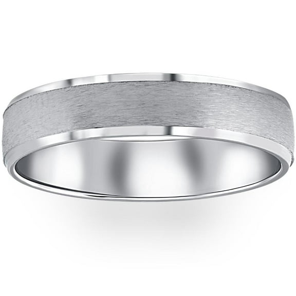 Pompeii Mens 5mm 10K White Gold Brushed Wedding Band (,)