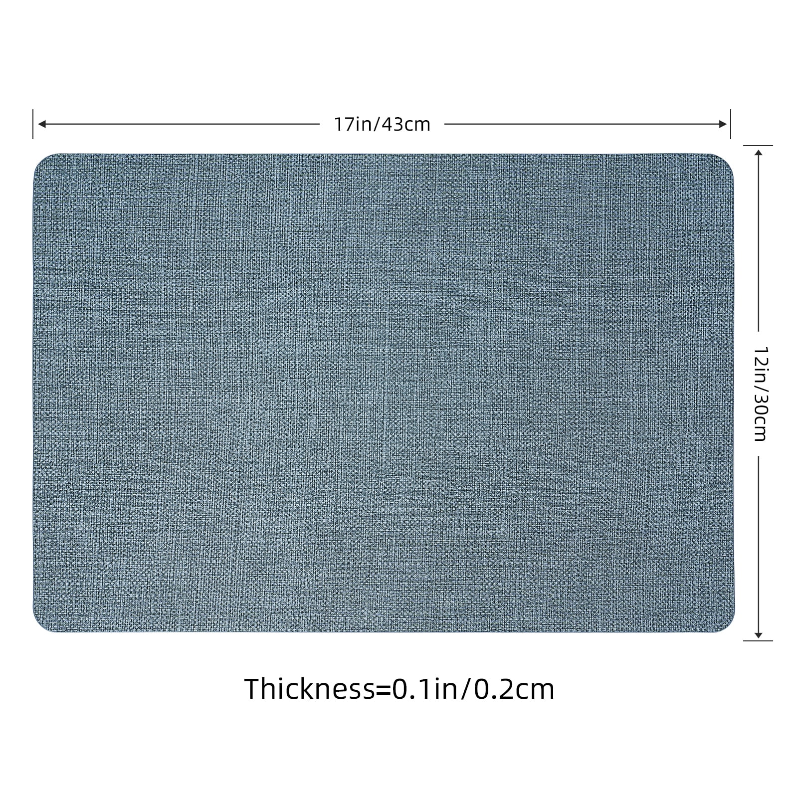 PROMATTOO Faux Leather Placemats Set of 6,Heat Resistant Dining Table Mats,17”x12”,Charcoal Blue
