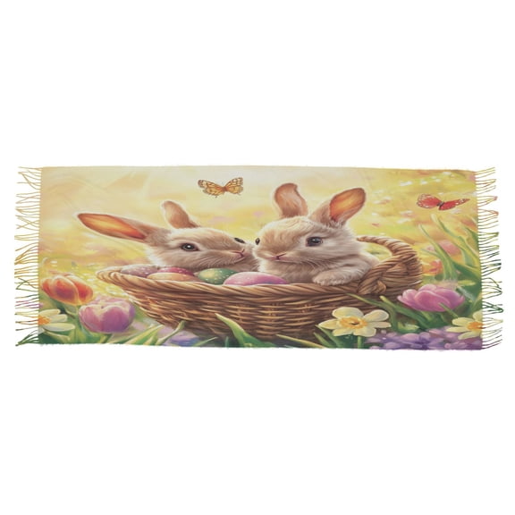 BZSMCE Women Scarf Cute Rabbit on Easter Basket Simple Pattern Soft Warm Long Large Scarves