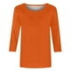 thumbnail image 4 of Blusas Umfun para mujer, cuello redondo liso, manga 3/4, blusa informal versátil, naranja, talla XL, 4 of 5