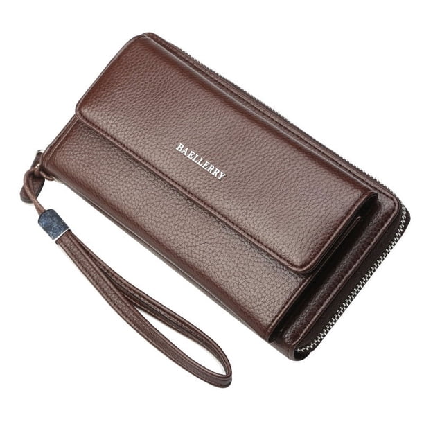 Cartera de hombre, informal, de negocios, de gran capacidad, tipo sobre, con estampado de lichi, tarjetero, tipo sobre