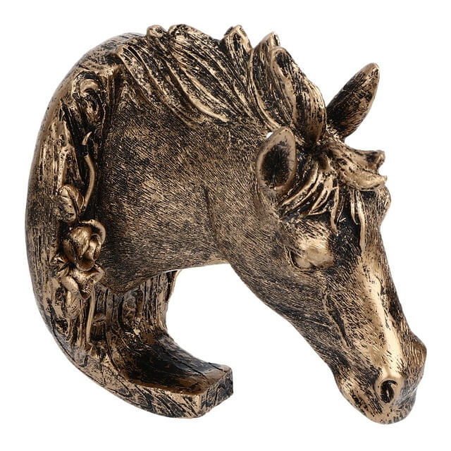 Gancho para ropa de pared, gancho de pared con forma de cabeza de caballo de oro antiguo, gancho para abrigo con forma de animal, estética elegante