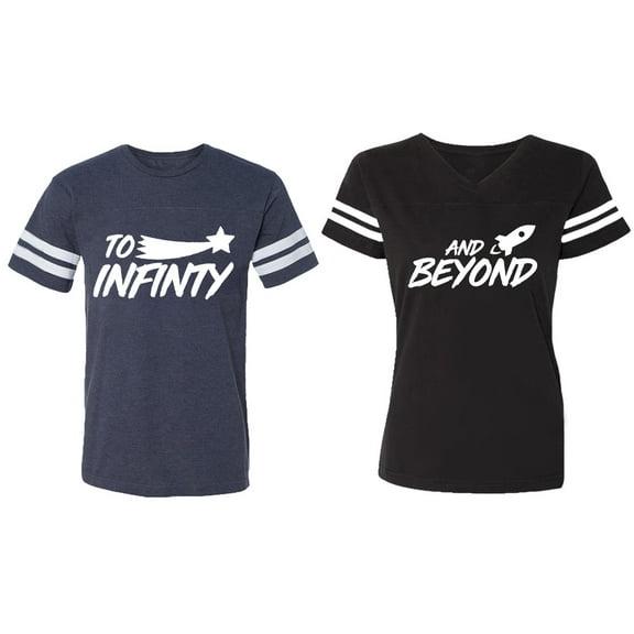 To Infinity and Beyond Matching Couple Cotton Jerseys (Men Navy / Women Black) (Men S / Women S)