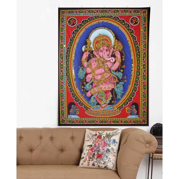 Dancing Lord Ganesha Tapestry Ganesh Wall hanging Indian Sacred Hindu Spiritual God Art