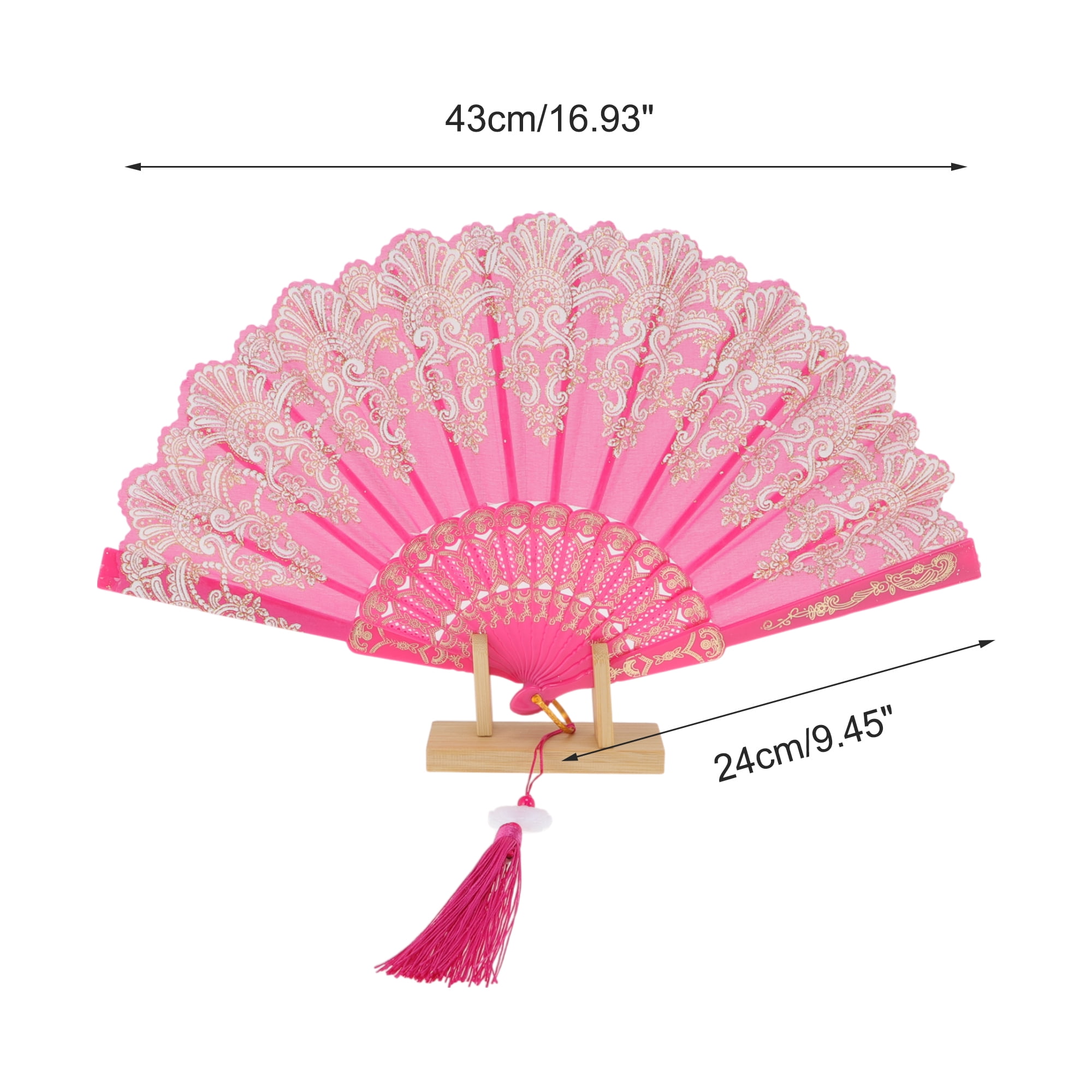 Unique Bargains Lucky Cloud Pattern Folding Fan 1 Pc for Events Decorations Rose Red