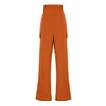 thumbnail image 5 of ATENAR Womens Pants,Women Cargo Pants,Pockets,Wide Leg,LightWeight,Orange,M(US:6), 5 of 9