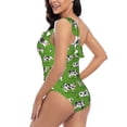 thumbnail image 4 of Easygdp Cows With Calfs Green Women's One Shoulder Ruffle Monokini Bathing Suits with Removable Chest Pad, Quick Drying - Large, 4 of 8