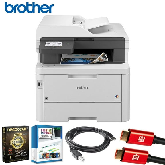 Brother MFCL3780CDW Digital Color All-in-One Laser Printer Bundle with Deco Gear CPS 26 Month Protection Pack, Tech Smart USA Printer Essentials, Deco Essential 6FT Printer Cable and HDMI Cable