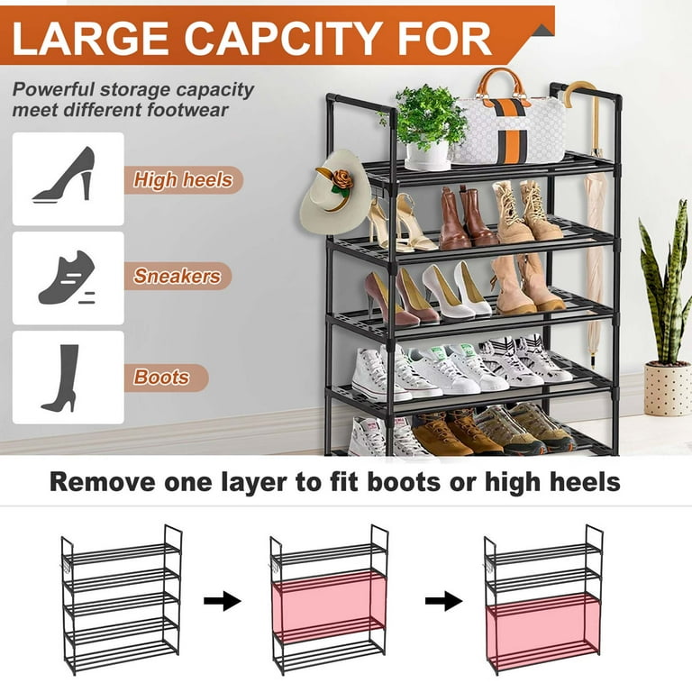 5-Tier Tall Shoe Rack, Large Organizer & Storage, Stackable for Closet,  Entryway, Bedroom - Walmart.com