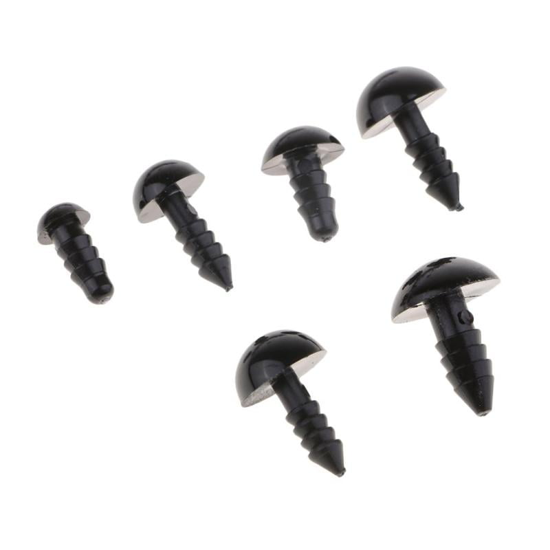 142x Plastic Screw Safety Eyes for Dolls Toy Accessories Black 6/8/9/10/12mm 