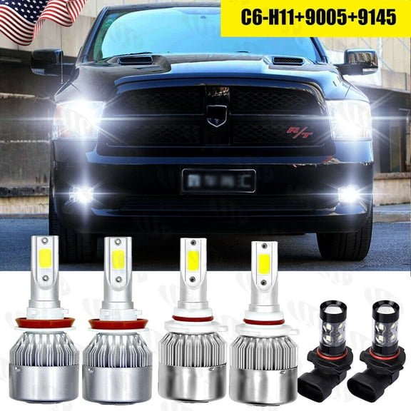 For 2016-2018 Dodge RAM 1500 2500 3500 3Pair Led Headlight Hi/Lo Fog light Bulbs