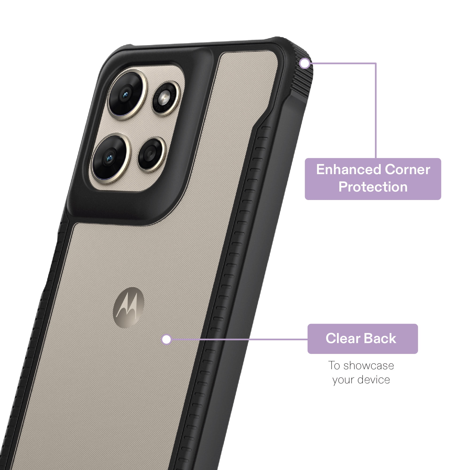 onn Dual-Layer Phone Case for Motorola moto g POWER (2026, 2025) - Clear/Black