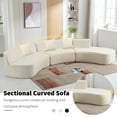 thumbnail image 4 of Churanty Chenille Floor Sofa Curved Couch Set,Modern Compressed Foam Sectional Sofa with Three Throw Pillows for Living Room,136.6" Beige, 4 of 20