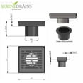 thumbnail image 4 of 6 Inch Oil Rubbed Bronze Square Shower Drain with Hair Trap Set (2 Designs), 4 of 7