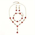 thumbnail image 5 of Red Rose Jewelry Set Silver Necklace Bracelet and Earrings for Valentine's Day Elegant Gold Gift, 5 of 5