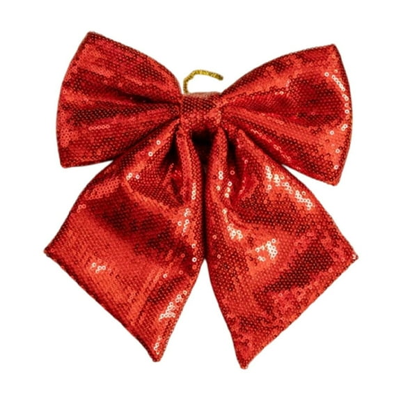 yulier Christmas Glitter Sequin Bow for Christmas Tree Xmas Wreath Garland Decorations, Christmas Bow Ornaments for Xmas Holiday Party Decor, 7.87"x9.84", Red