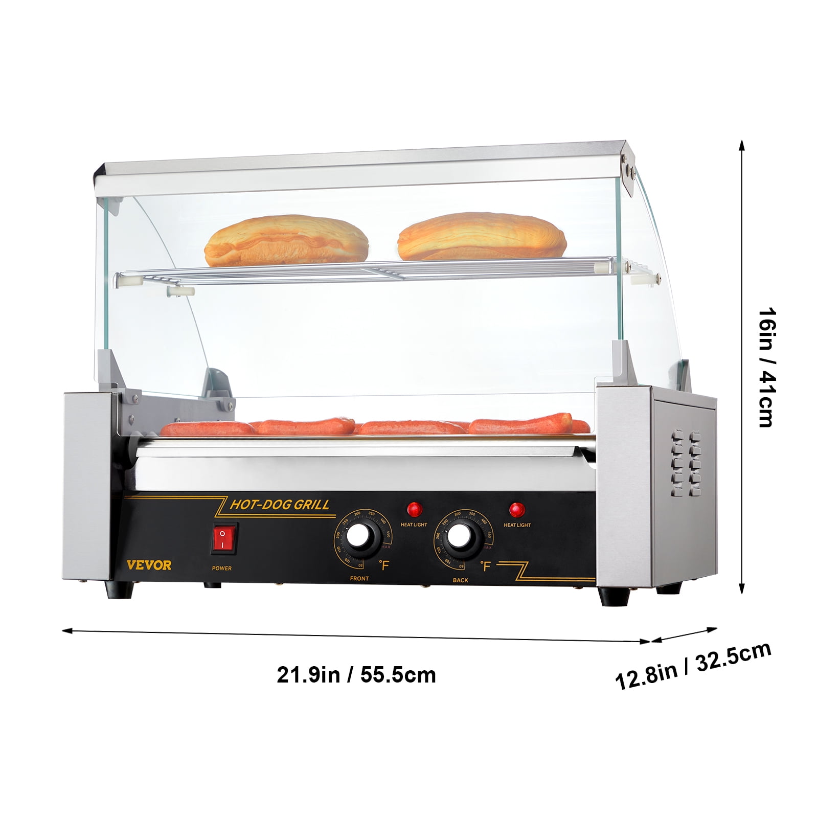 BENTISM Electric 12 Hot Dog 5 Roller Grill Cooker Machine Backsplash &  Shelf 750W