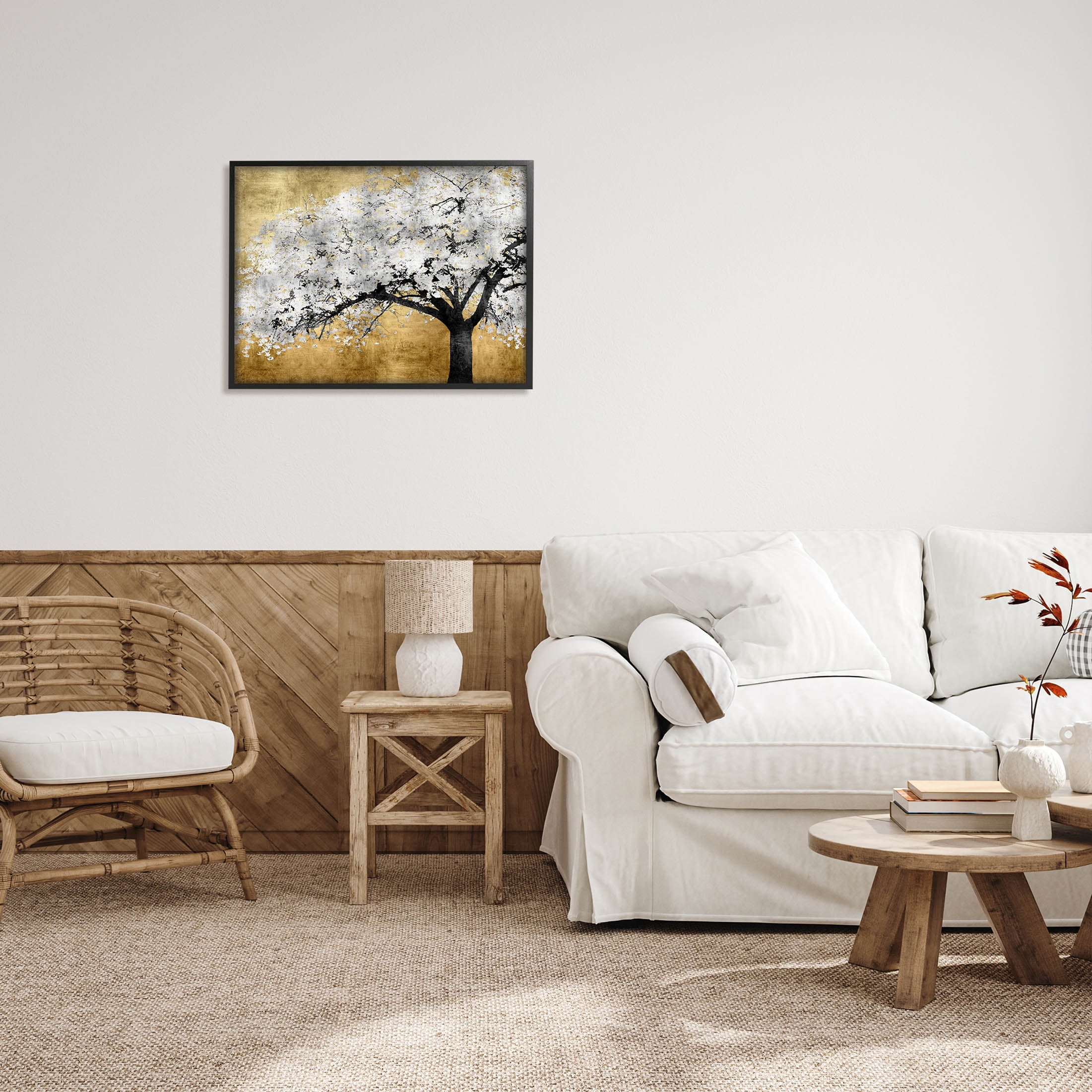 Stupell Industries Contemporary Bold Tree Trunk Graphic Art Black Framed Art Print Wall Art, Design by Kate Bennett