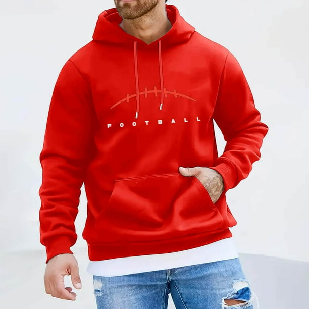 WILLBEST Sudaderas Navideñas Male Rugby Print Sweatshirt Long Sleeve Hooded Sweatshirt Grande