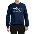 thumbnail image 2 of Wild Bobby, Faith.Hope.Love Heart Beat, Inspirational/Christian, Unisex Crewneck Graphic Sweatshirt, Vintage Heather Navy, 3X-Large, 2 of 4