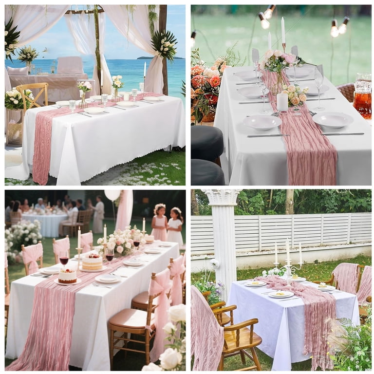 2-Pack Cheesecloth Table Runners – Blush Pink, 10ft X 35in, Boho Rustic Gauze For Wedding, Party, Home Decor