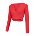 thumbnail image 6 of Weikingp Crop Tops For Women Shirts for Teens Girls Long Sleeve Workout Tops For Women Deep V Short Sleeved T Shirt Pure Seductive Style Casual Women's Wear, 6 of 9