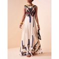 thumbnail image 4 of Apricot Geometric Print Sleeveless Maxi Dress For Summer Festival, Vacation, Beach, Street Style, 4 of 8