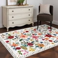 thumbnail image 5 of Watercolor Flowers Area Rug 4x6 Washable Rug Non Slip Farmhouse Spring Floral Botanical Large Area Rug Indoor Floor Carpet for Entryway Bedroom Kitchen Living Room Home Office Dining Room Nursery, 5 of 8