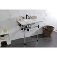 thumbnail image 4 of Kingston Brass LMS3030MASQ5 Pemberton 30" Carrara Marble Console Sink with Acrylic Legs (8-Inch, 3-Hole), Carrara Marble White/Oil Rubbed Bronze, 4 of 8