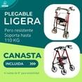 thumbnail image 3 of Andadera Rollator de Lujo Plegable Fabricada en Aluminio Reforzado Duradero y Resistente, Ruedas Delanteras Ajustables (Llanta de 8”) (Rojo), 3 of 8