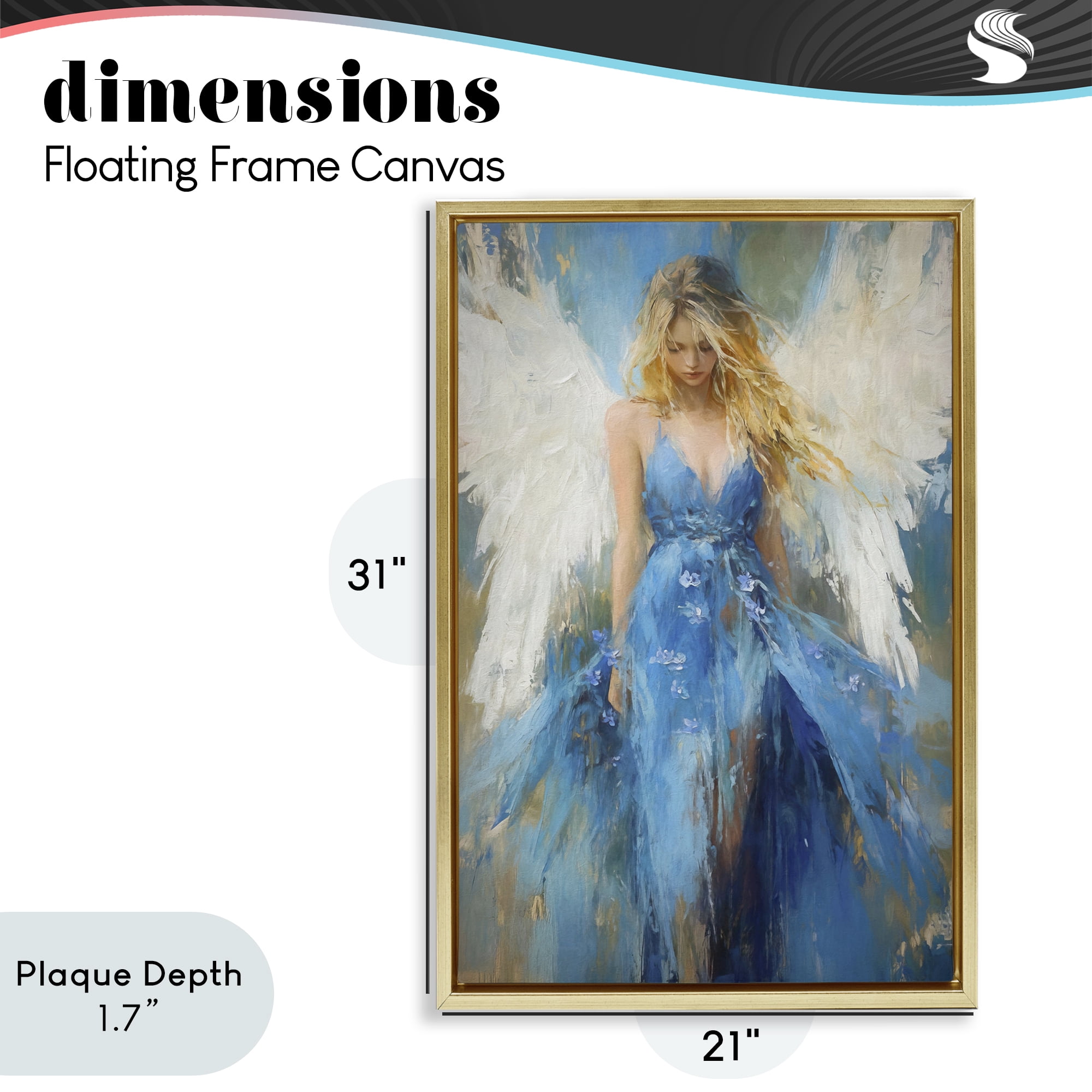 Stupell Industries Blue Flame of Hope Gold Framed Floater Canvas Wall Art, design by Tina LeCour