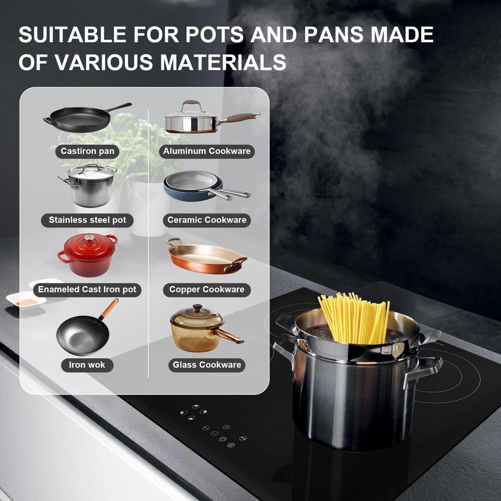 Touch Control Cook Top Stove Electric, Countertop Induction Cooker with 4 Burners, Kitchen Stove Burner 220-240V for High-Temperature Cookware