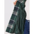 thumbnail image 5 of INSPIRE CHIC Women's Turn Down Collar Plaid Toggle Duffle Long Overcoat S Green, 5 of 5