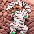 thumbnail image 2 of Gunia Toddler Boy Easter Outfit Girls Long Sleeve Cartoon Carrot Printed Romper Bodysuit Pants Rabbit Ears Hat Outfits Clothes Set 12-18 Months, 2 of 4