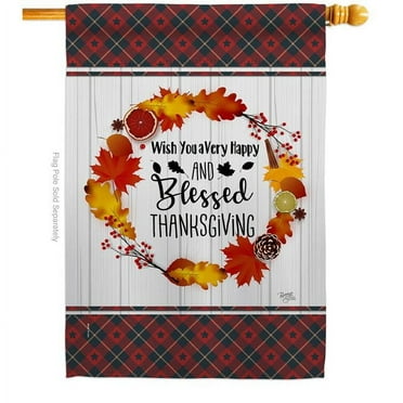 Breeze Decor H113085-BO Blessed Thanksgiving House Flag Fall 28 x 40 in. Double-Sided Decorative Vertical Flags for Decoration Banner Garden Yard Gift