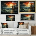 thumbnail image 4 of Designart "Stormy Sea at the Lighthouse IV" Architecture Framed Wall Art - Coastal Red Lighthouses Hallway Framed Wall Art Decor, 4 of 6