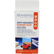 3 Pack Sea-Band Anti-Nausea Ginger Gum For Travel,Morning Sickness 24 Pieces Ea